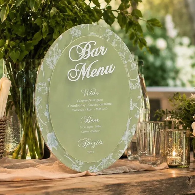Cocktail Recipe Book - 3D OVAL Toile Floral Chinoiserie Bridal