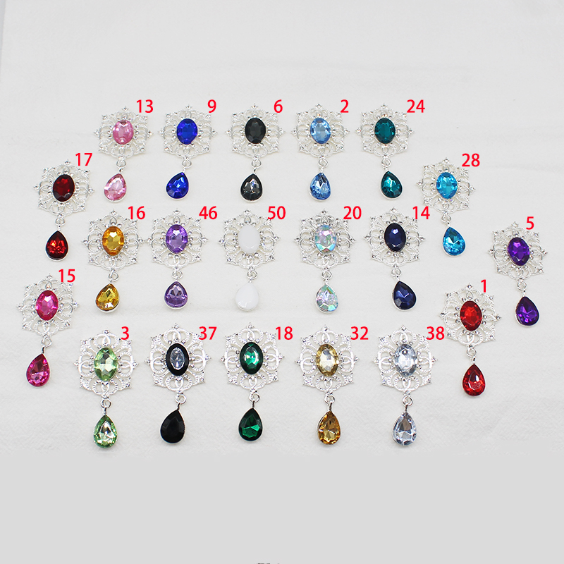Cocktail Recipe Book - Shiny 28*49MM 10Pcs Crystal Rhinestone Brooch
