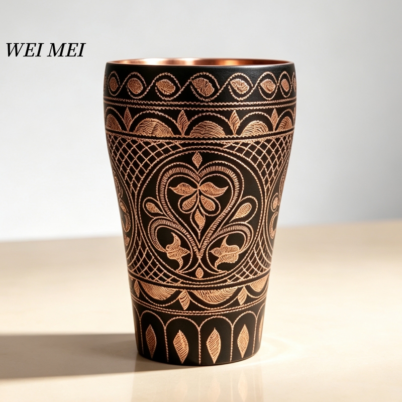 Mule Copper Mug - Handcrafted Copper Breakfast Coffee Cup,Pattern Random