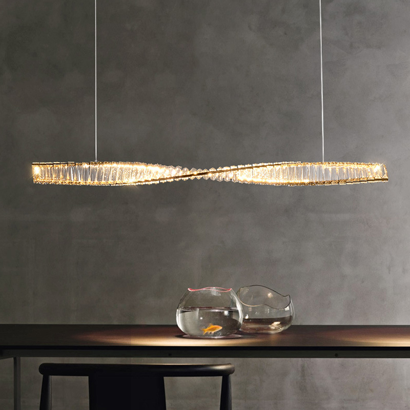 Home Bar Word - Luxury LED long Strip Crystal Chandeliers