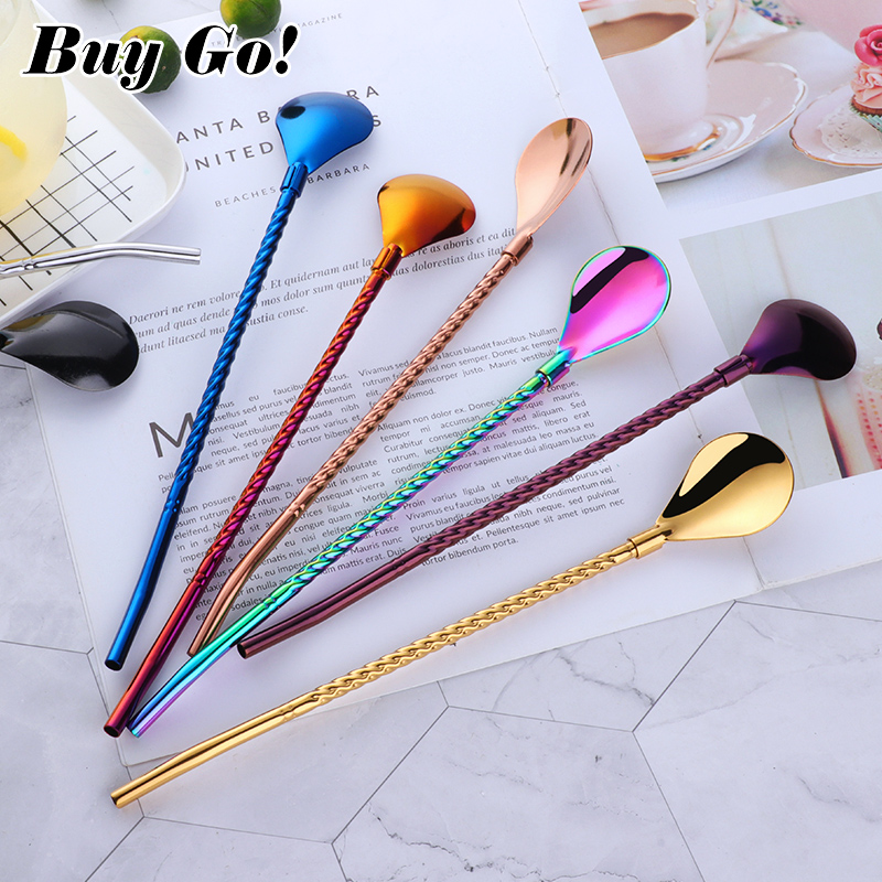 1PC Long Big Twisted Straw Spo - Bar Spoon Twisted recension och pris