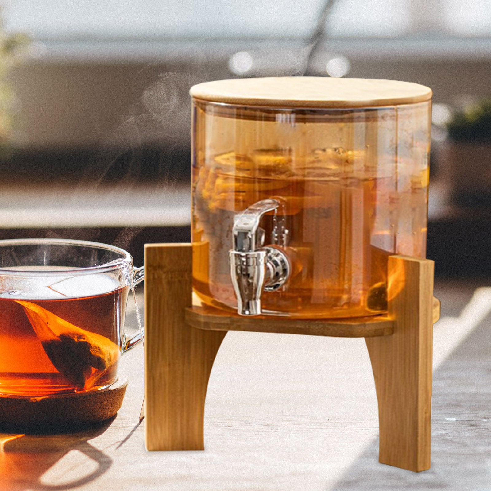 Stylish Wood Beverage Dispense - Home Bar Stand recension och pris