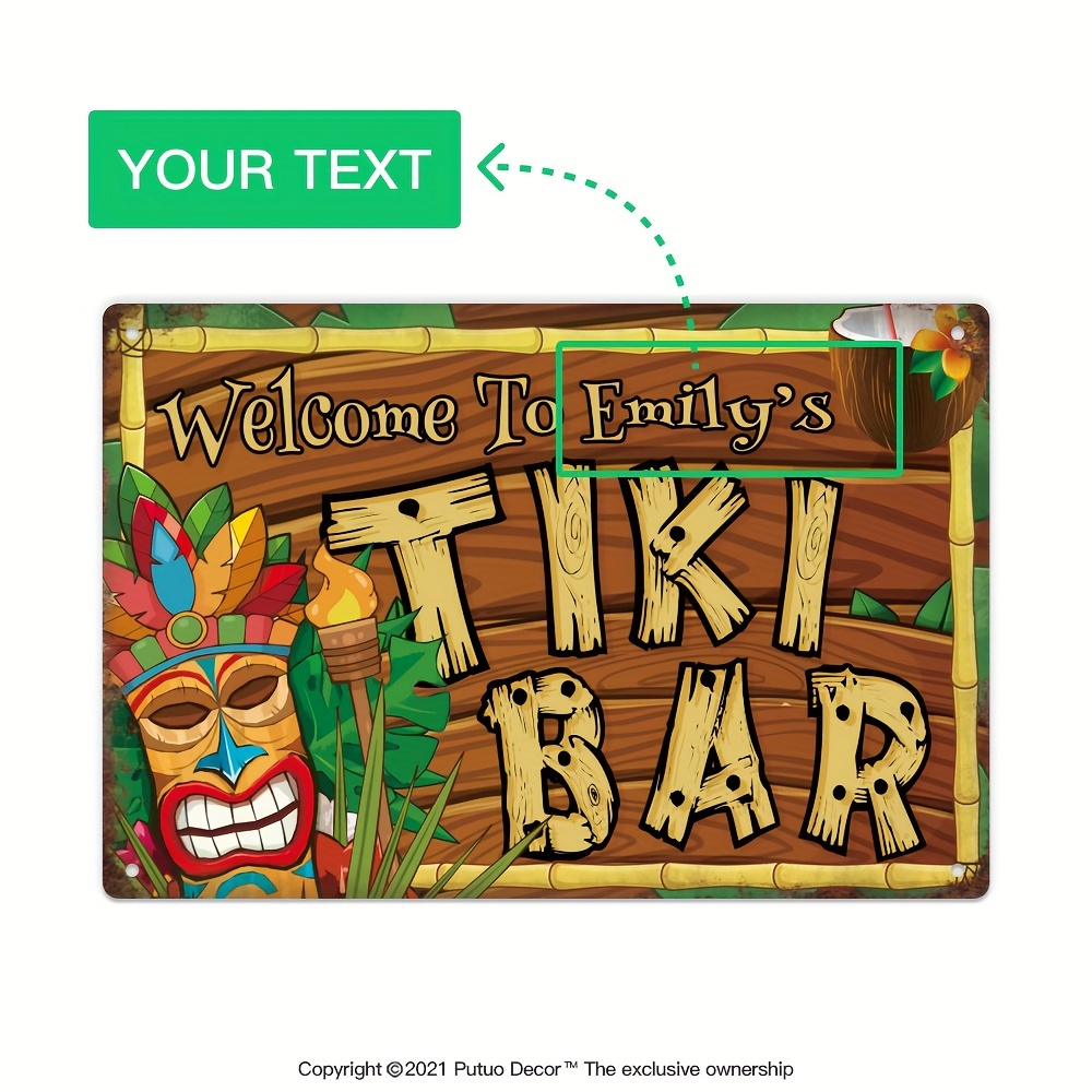 Custom  Decor Tiki Bar Sign, P - Home Bar And Kitchen recension och pris
