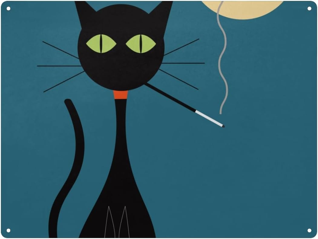 Metal Tin Sign, Black Cat Moon - Home Bar And Coffee recension och pris